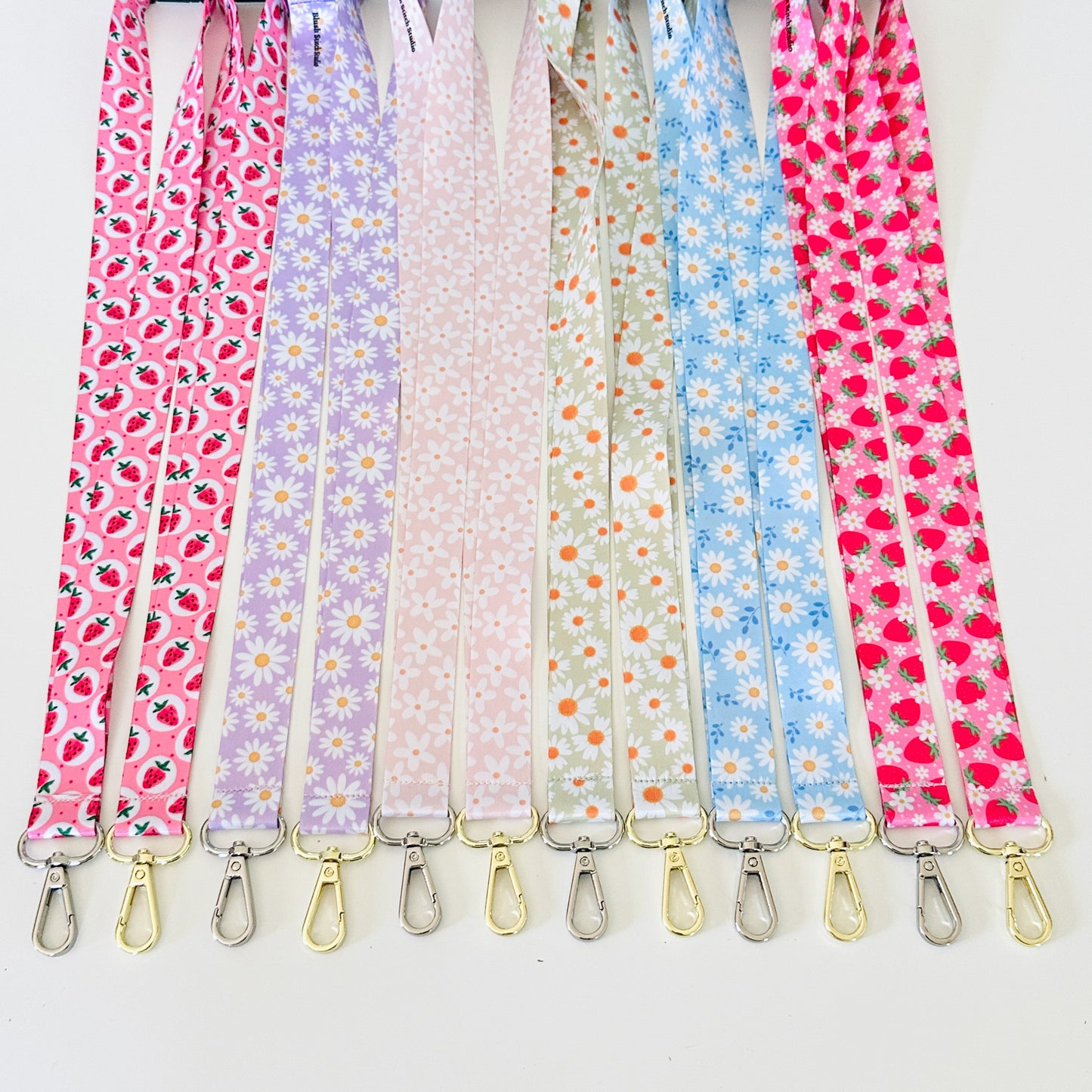 strawberry and daisy lanyards