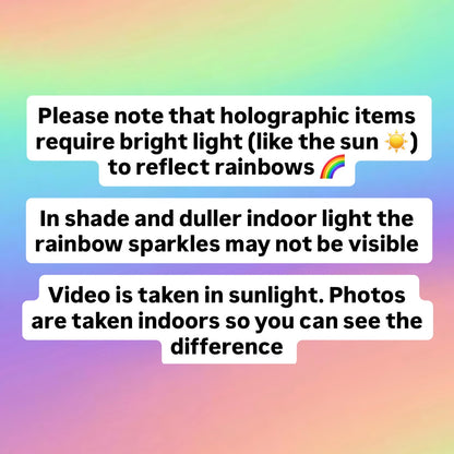 image explaining how holographic items may not appear in dull light 