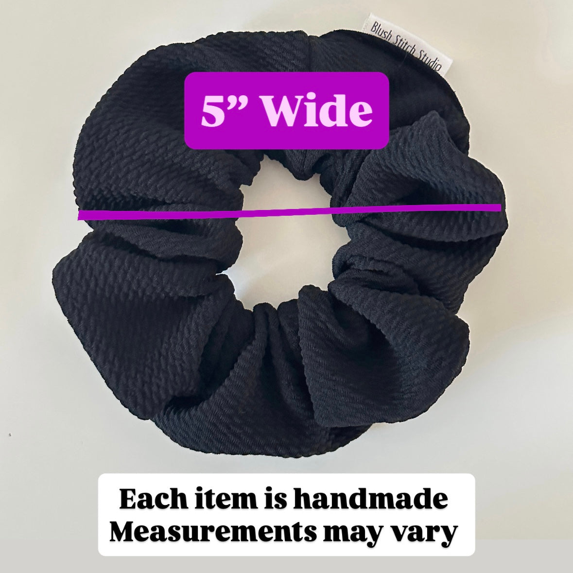 Black Textured Scrunchies