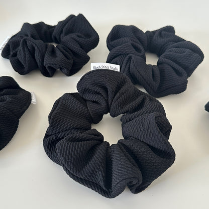 Black Textured Scrunchies