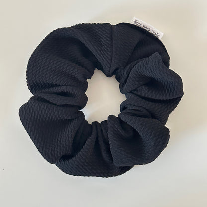 Black Textured Scrunchies