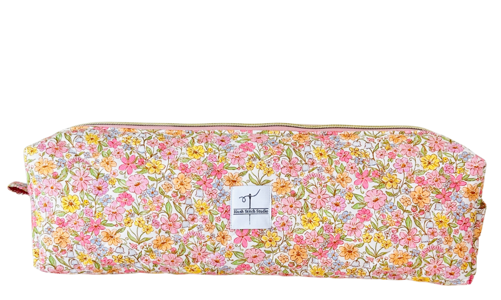 quilted rainbow floral hair tool bag