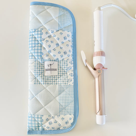Blue Patchwork Heat Resistant Hair Tool Sleeve