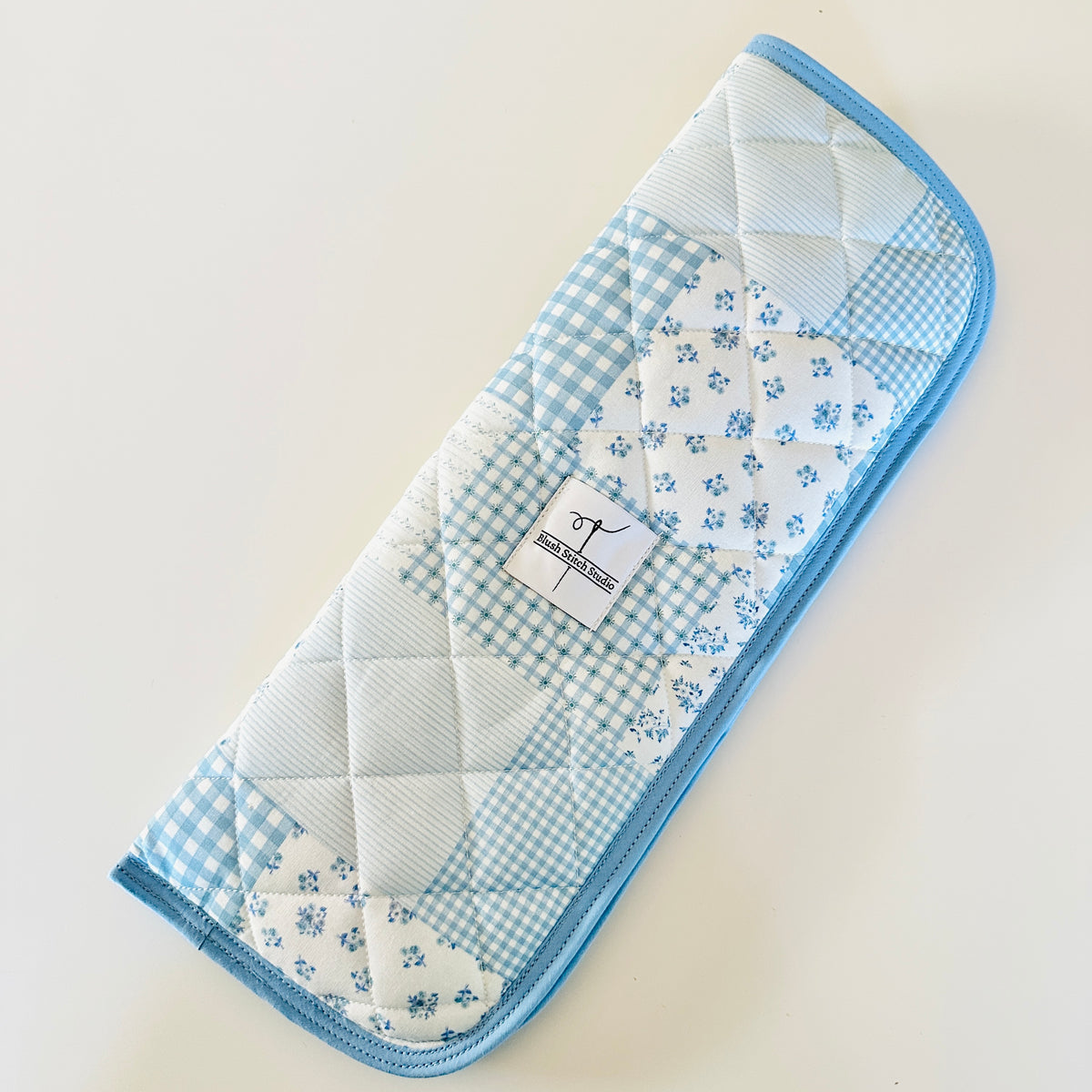 Blue Patchwork Heat Resistant Hair Tool Sleeve