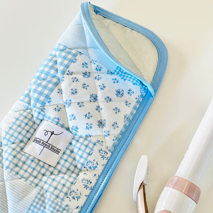 Blue Patchwork Heat Resistant Hair Tool Sleeve