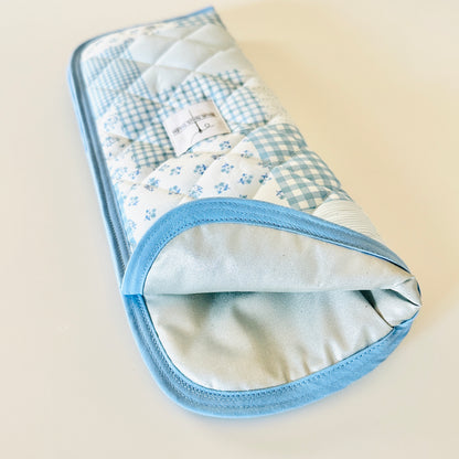 Blue Patchwork Heat Resistant Hair Tool Sleeve