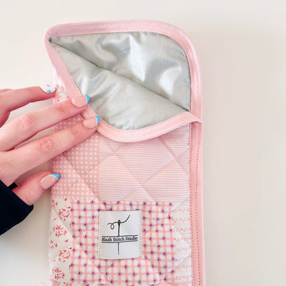 Pink Patchwork Heat Resistant Hot Tool Sleeve