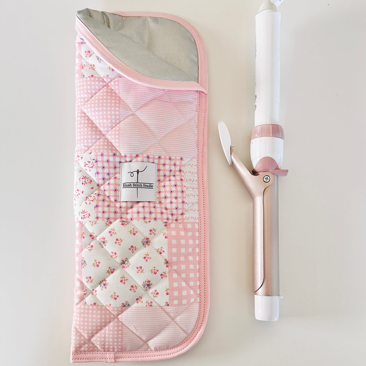 Pink Patchwork Heat Resistant Hot Tool Sleeve