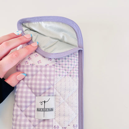 Lilac Patchwork Heat Resistant Hot Tool Sleeve