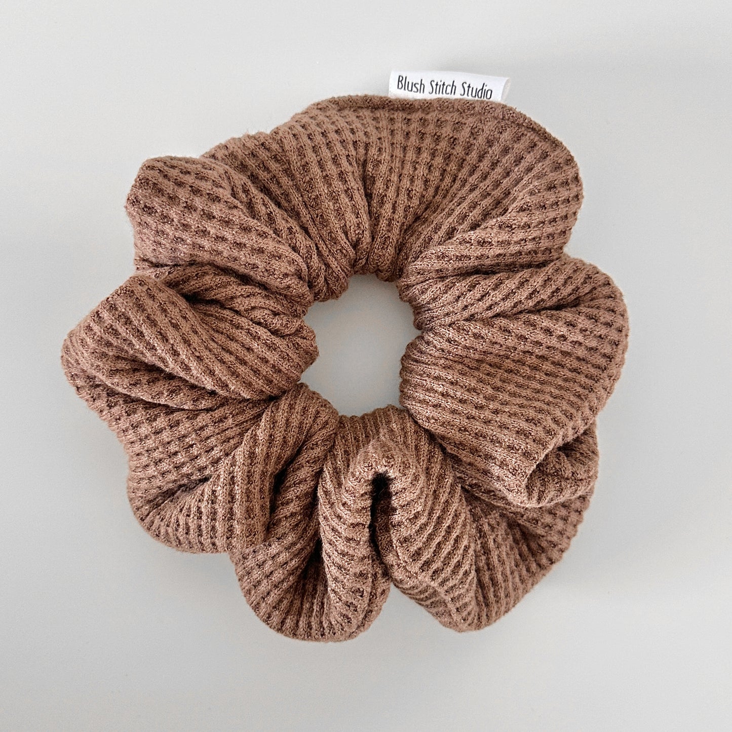 brown waffle textured scrunchie