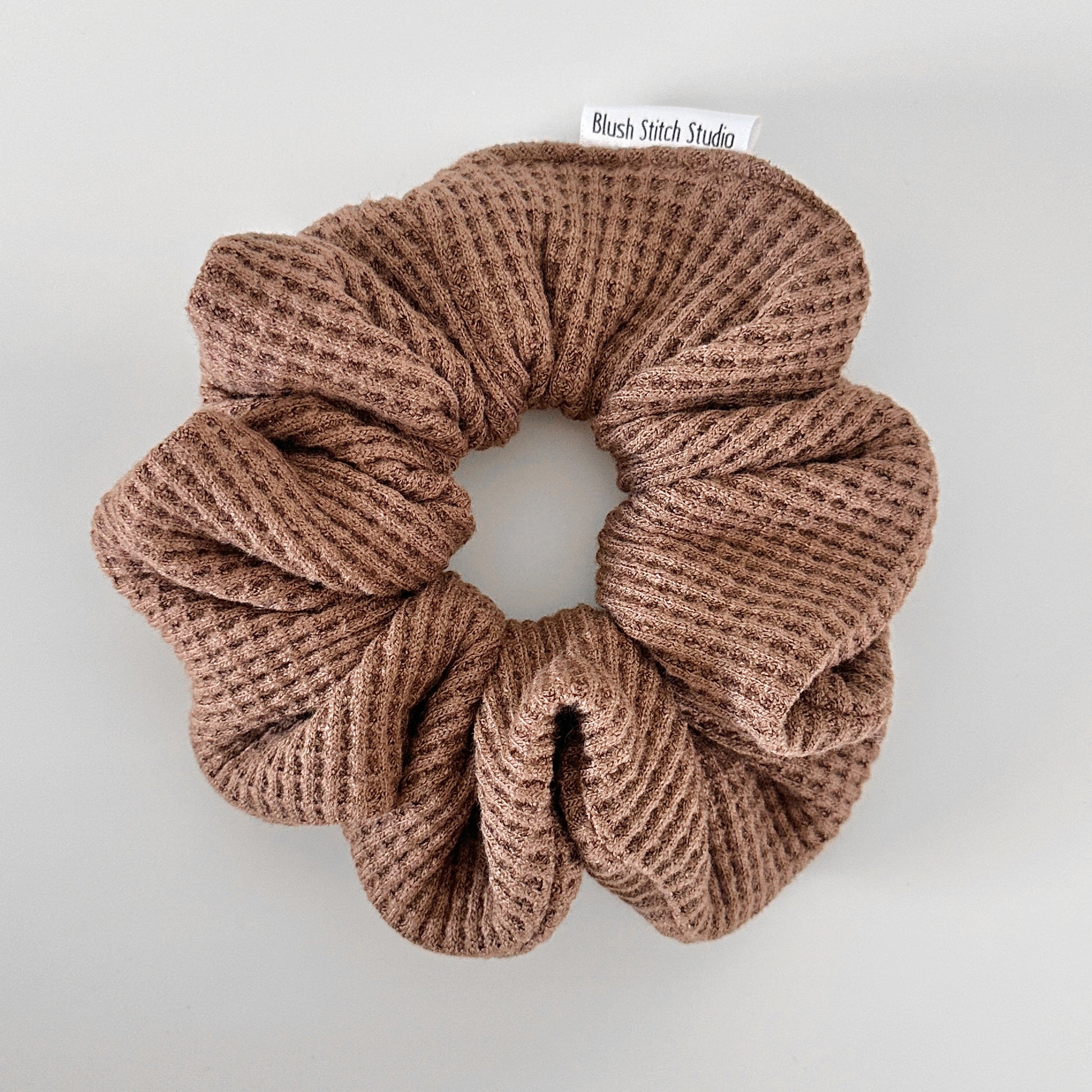 brown waffle textured scrunchie