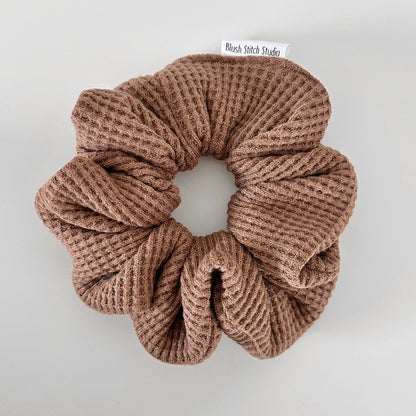 brown waffle textured scrunchie