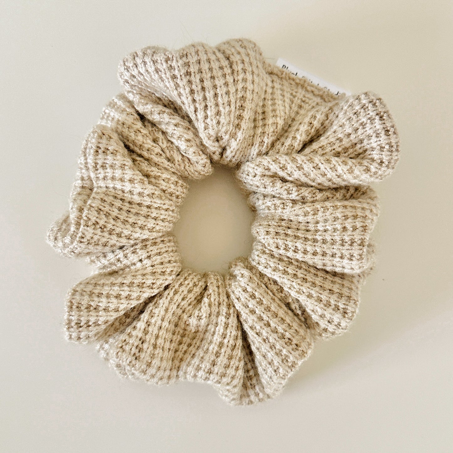 beige waffle textured scrunchie