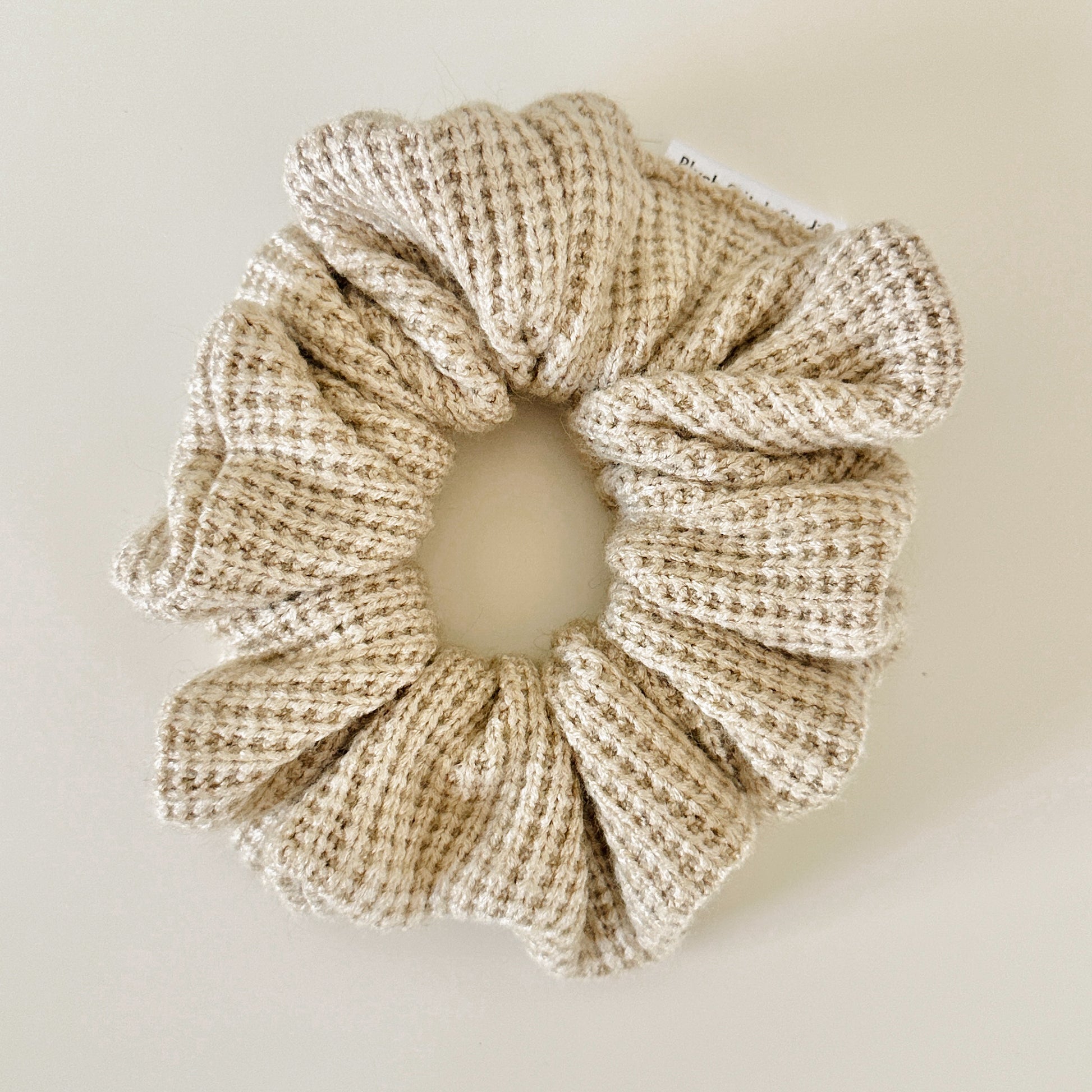 beige waffle textured scrunchie