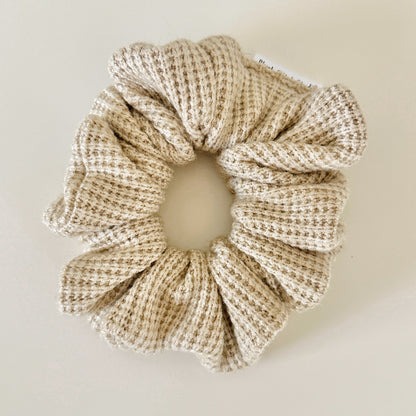 beige waffle textured scrunchie