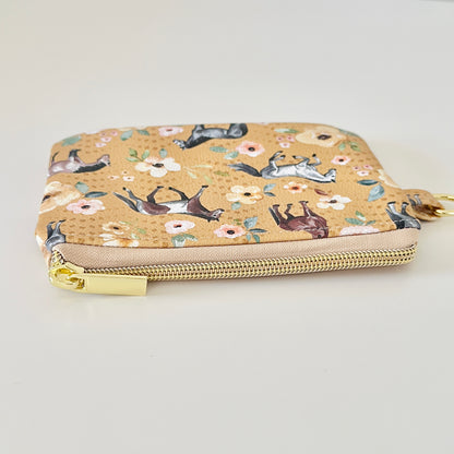 floral horse print coin purse made from  vegan leather