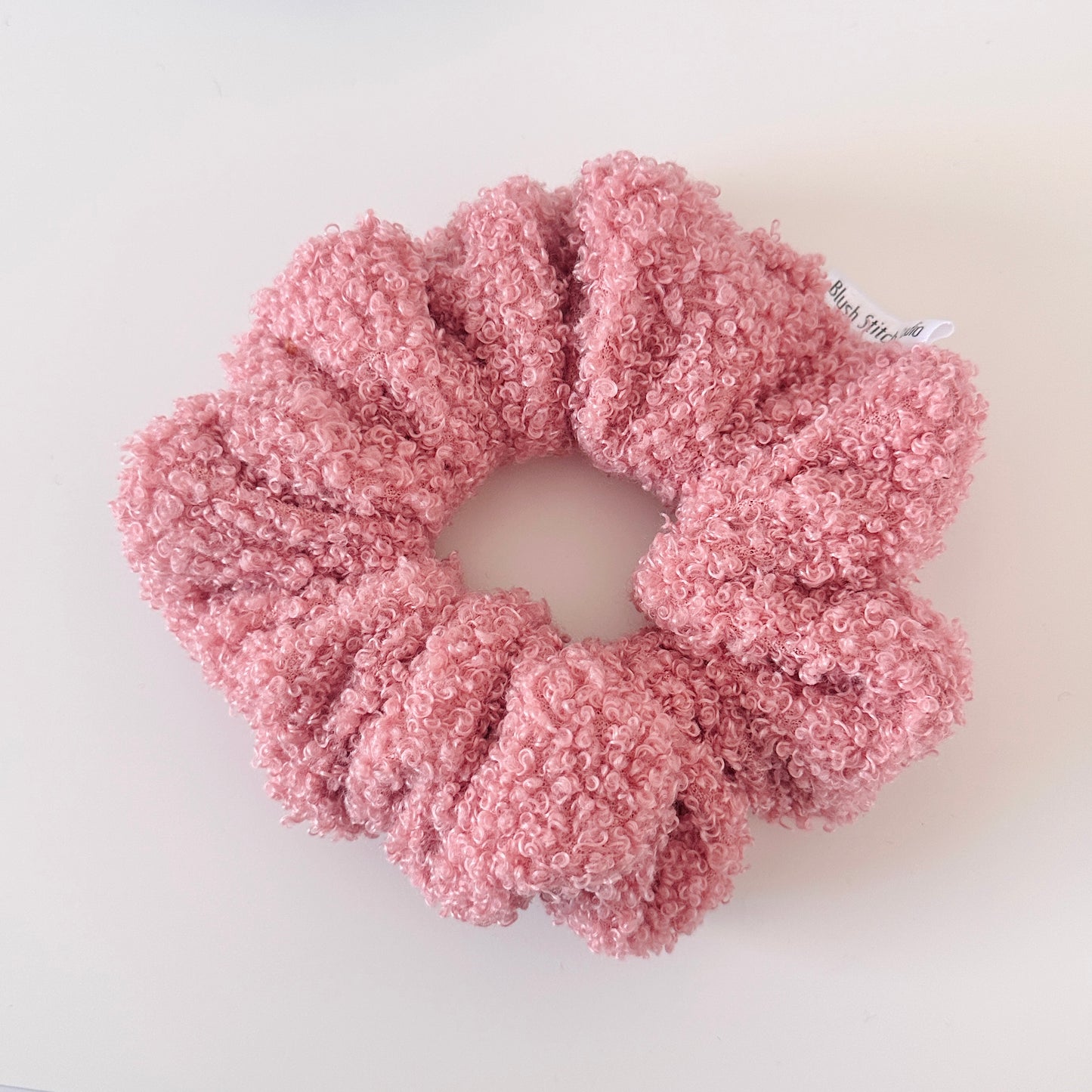 dusty rose pink sherpa srcunchie