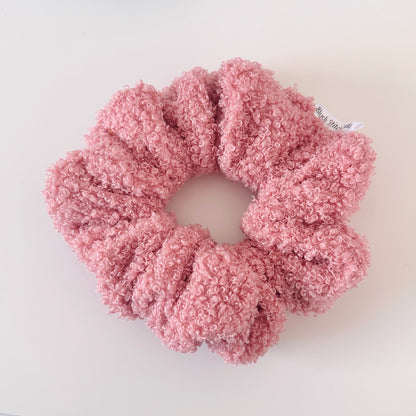 dusty rose pink sherpa srcunchie