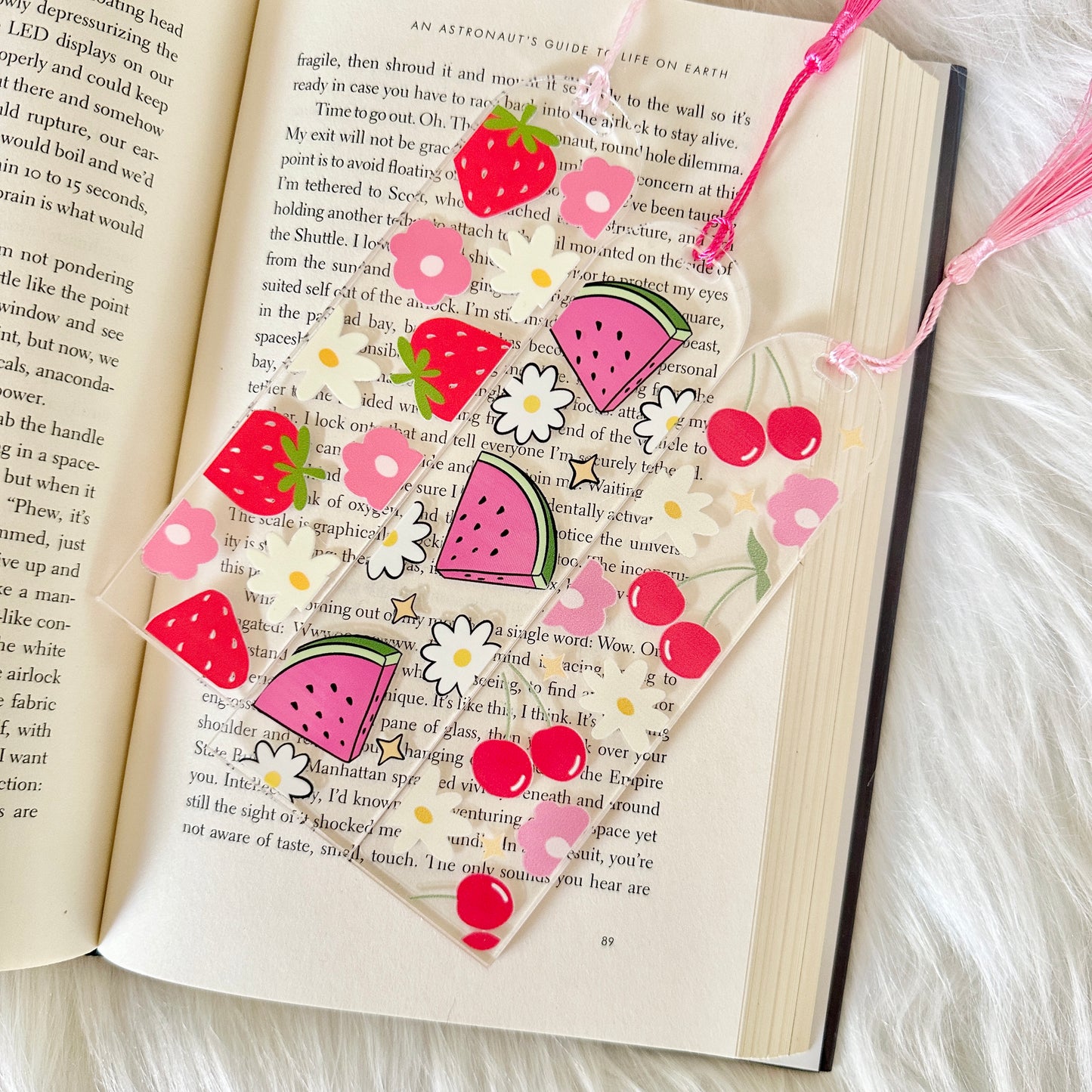 Strawberry Cherry & Watermelon Acrylic Bookmark