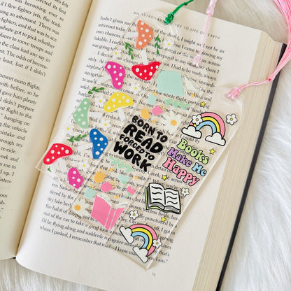 Colorful bookmark with motivational text on an open book