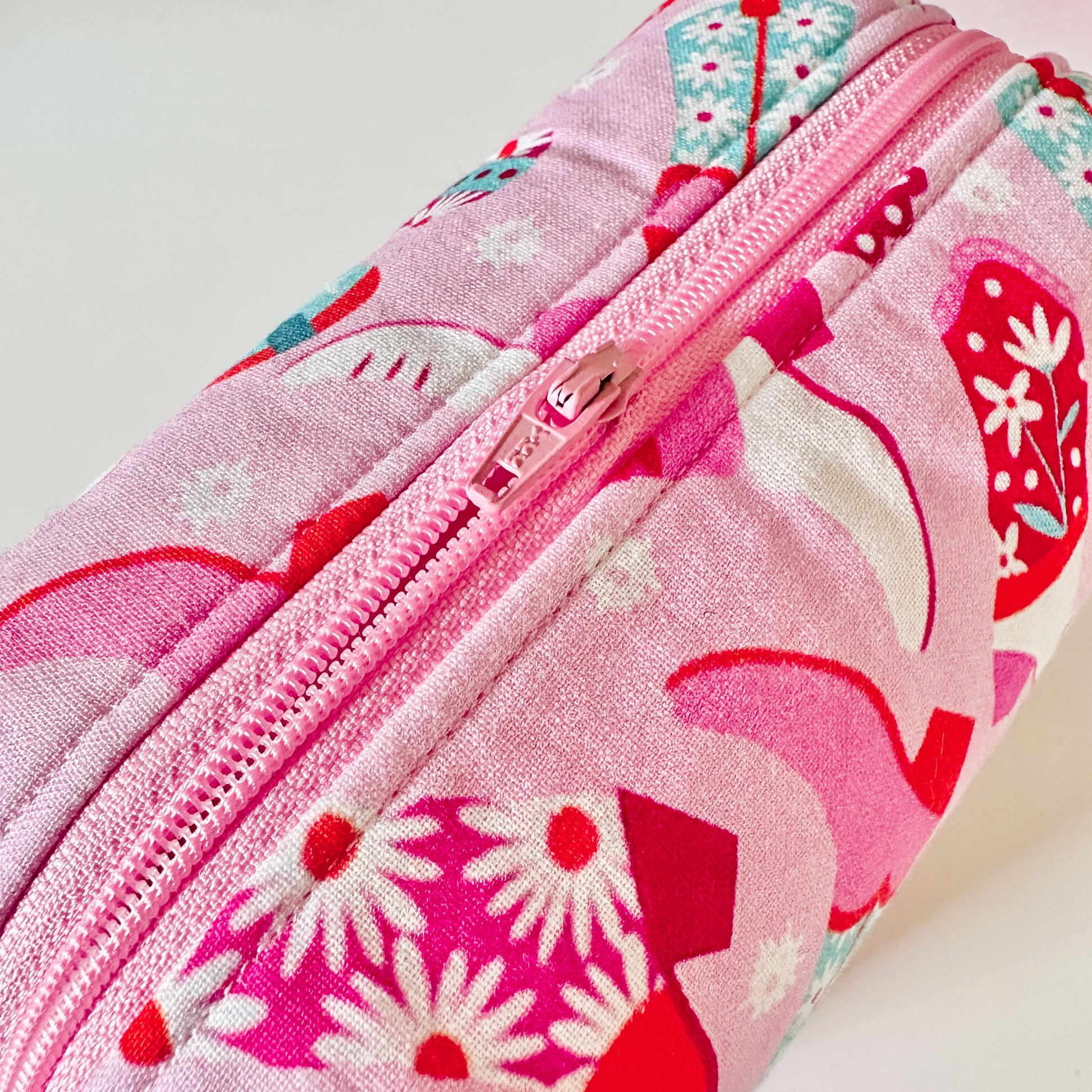 pink cowgirl patterned cotton makeup cosmetic bags 
