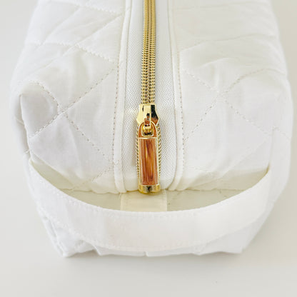 Ivory quilted hair tool bag