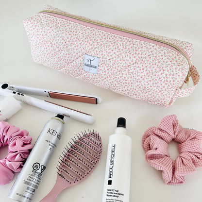 floral quilted hair tool bag