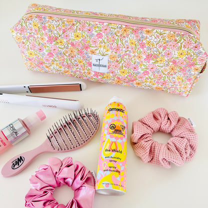 quilted rainbow floral hair tool bag