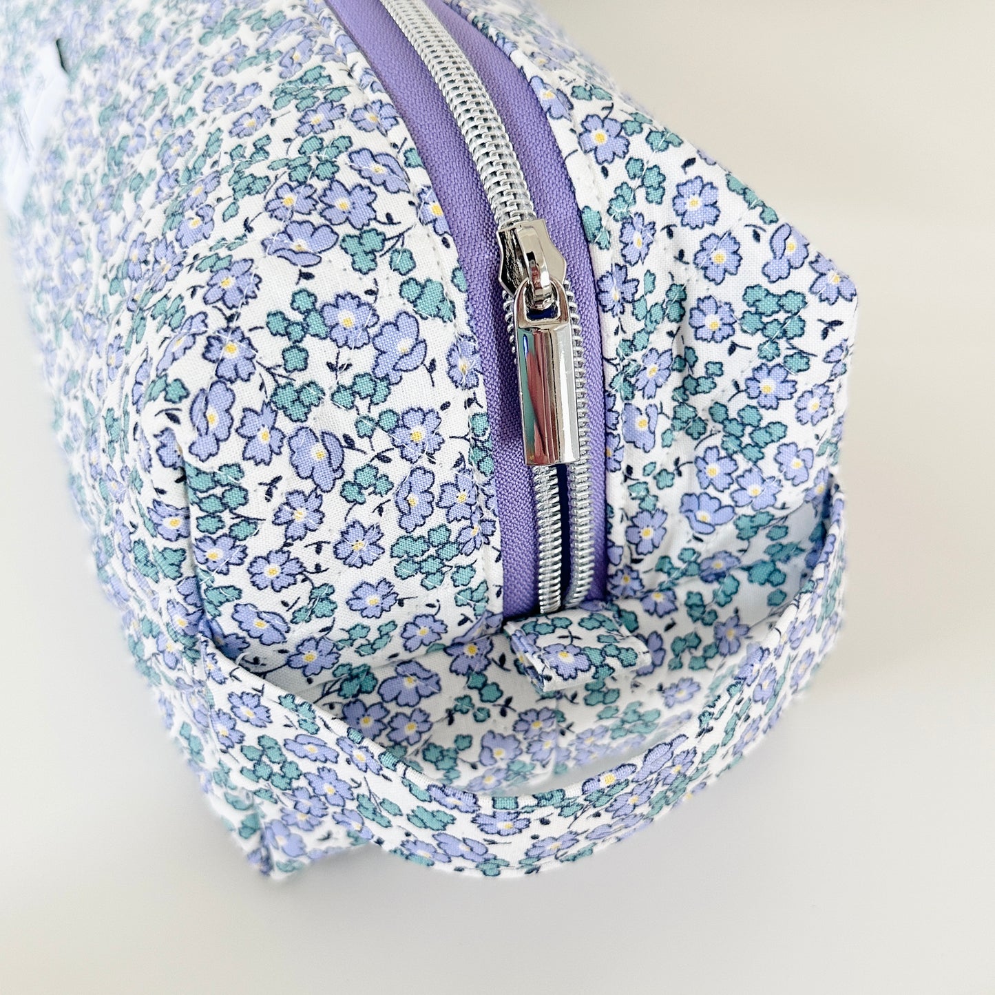 Quilted Periwinkle Floral Hair Tool Bag