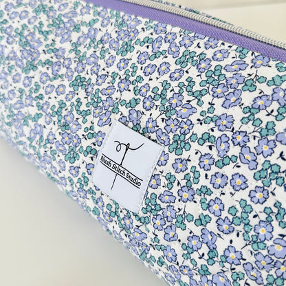 Quilted Periwinkle Floral Hair Tool Bag