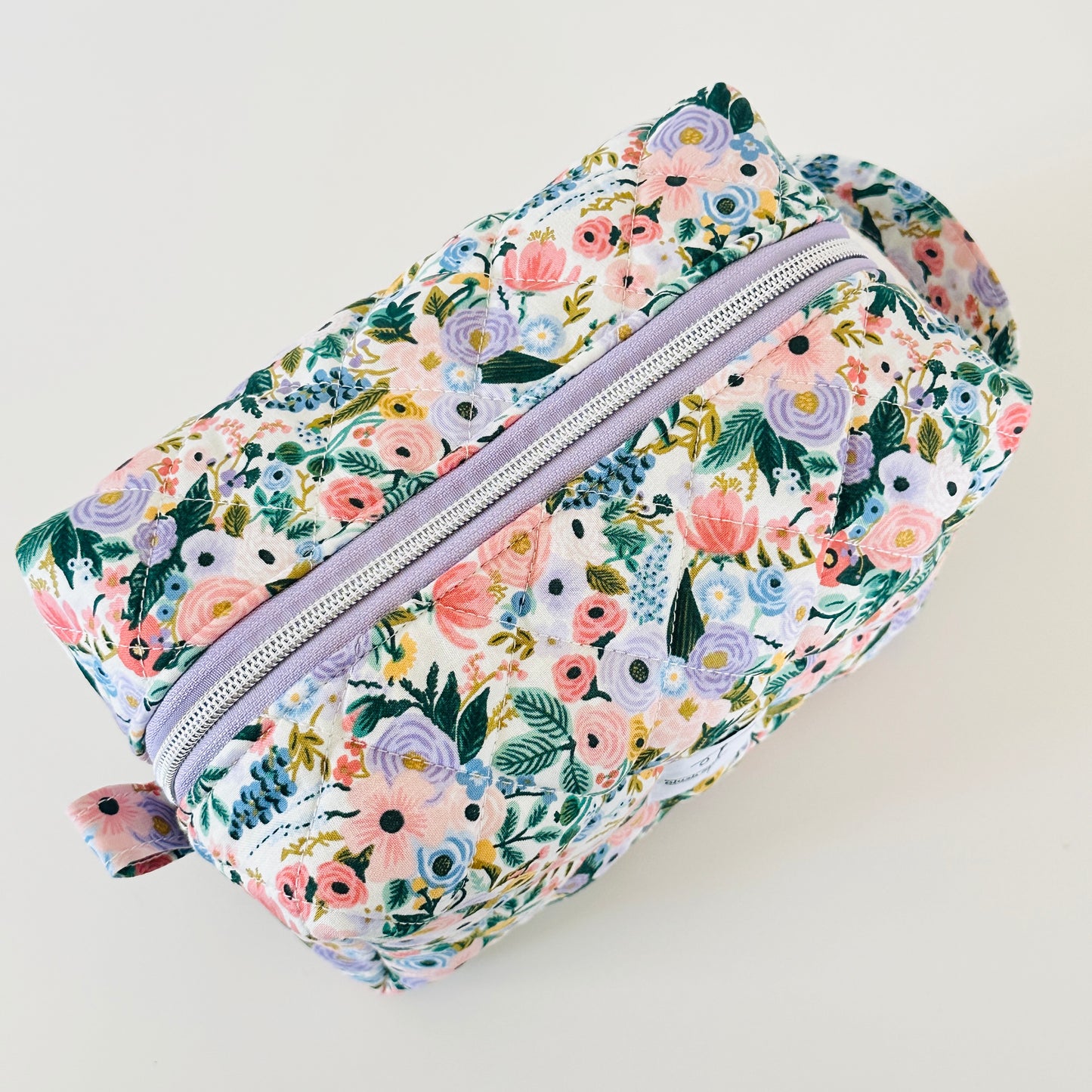 floral quilted makeup bag. made in canada