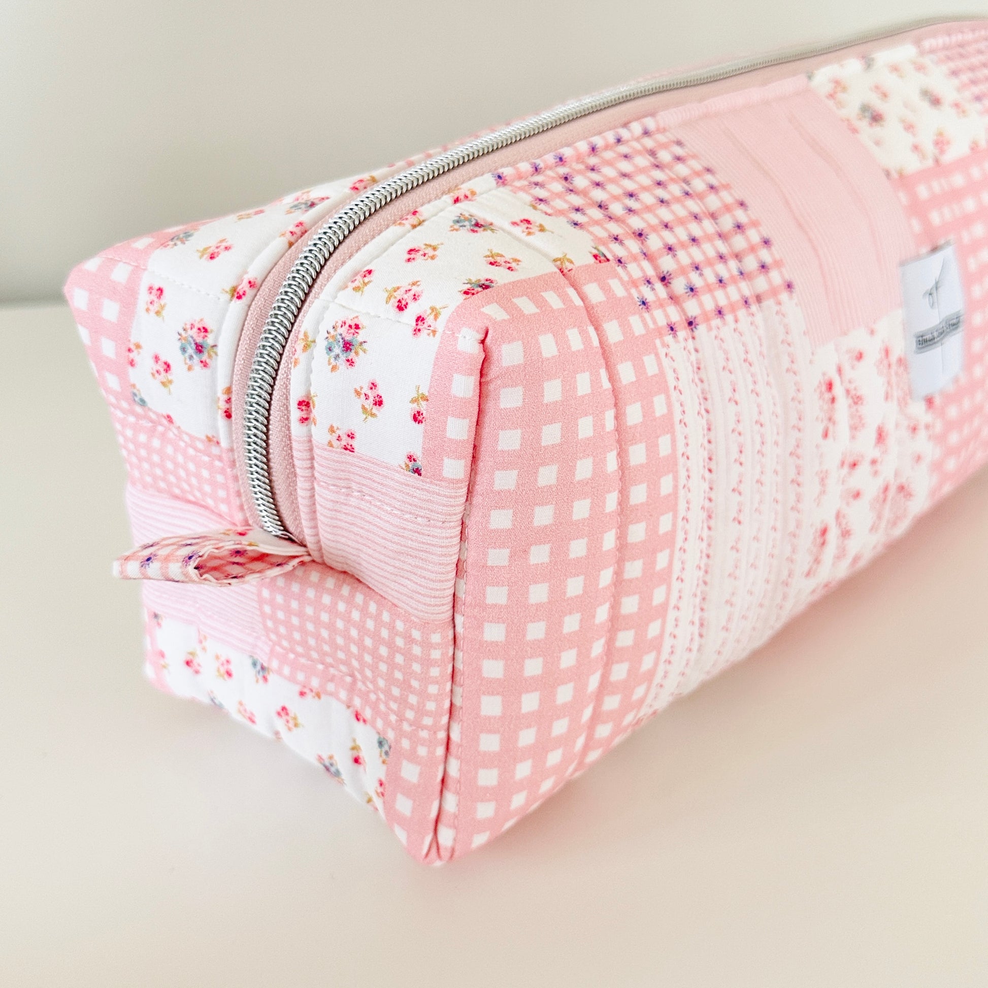 pink patchwork hair tool bag