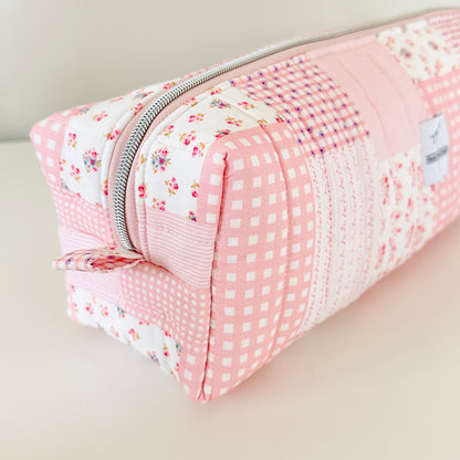 pink patchwork hair tool bag