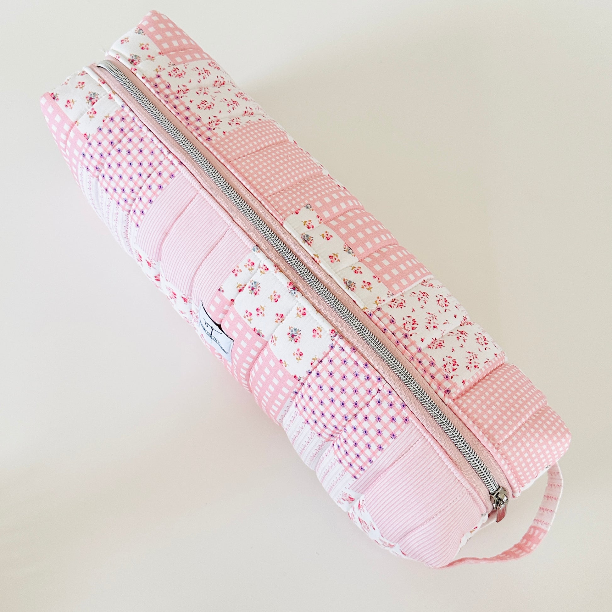pink patchwork hair tool bag
