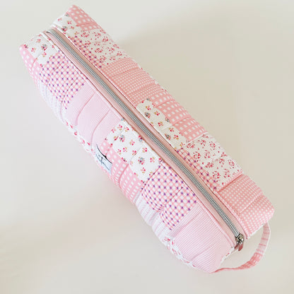 pink patchwork hair tool bag