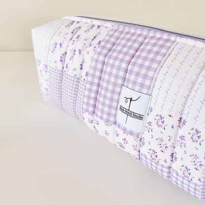lilac patchwork quilted hair tool bag