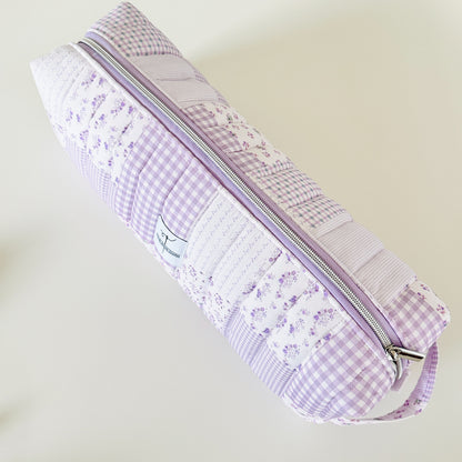 lilac patchwork quilted hair tool bag
