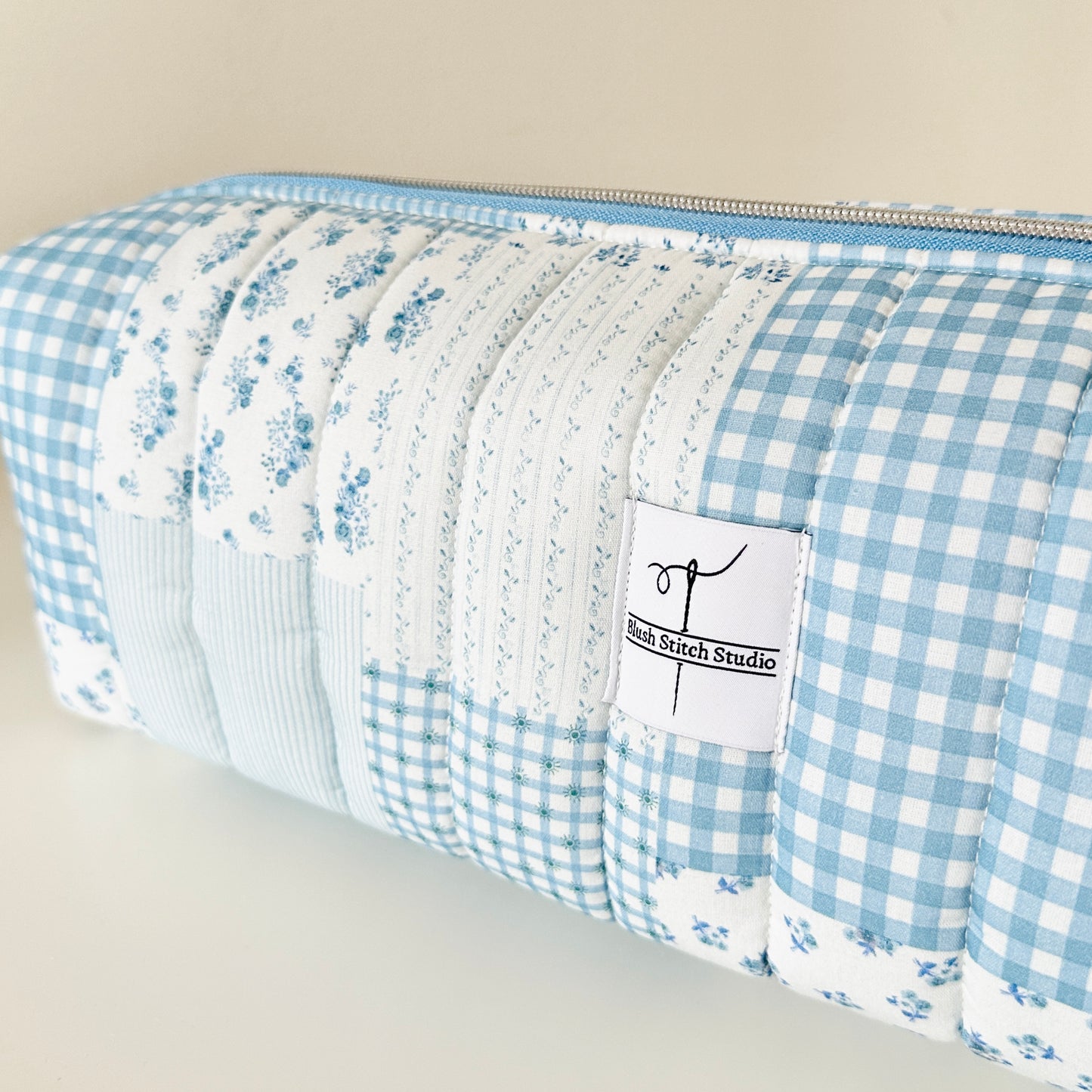 Blue Patchwork Hair Tool Bag