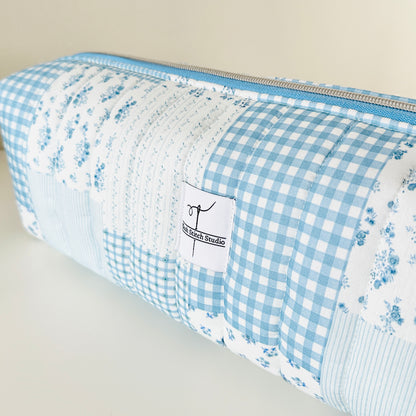 Blue Patchwork Hair Tool Bag