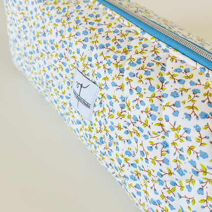 blue floral quilted hair tool bag