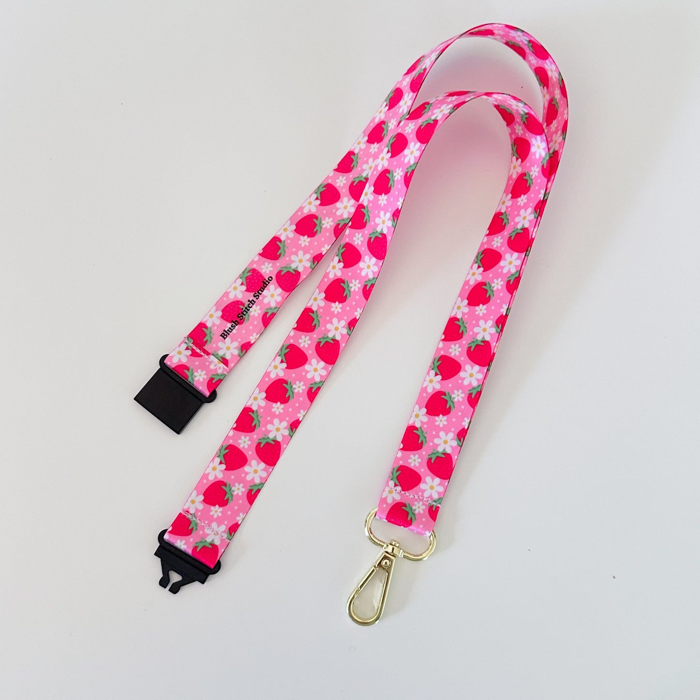strawberry floral lanyard