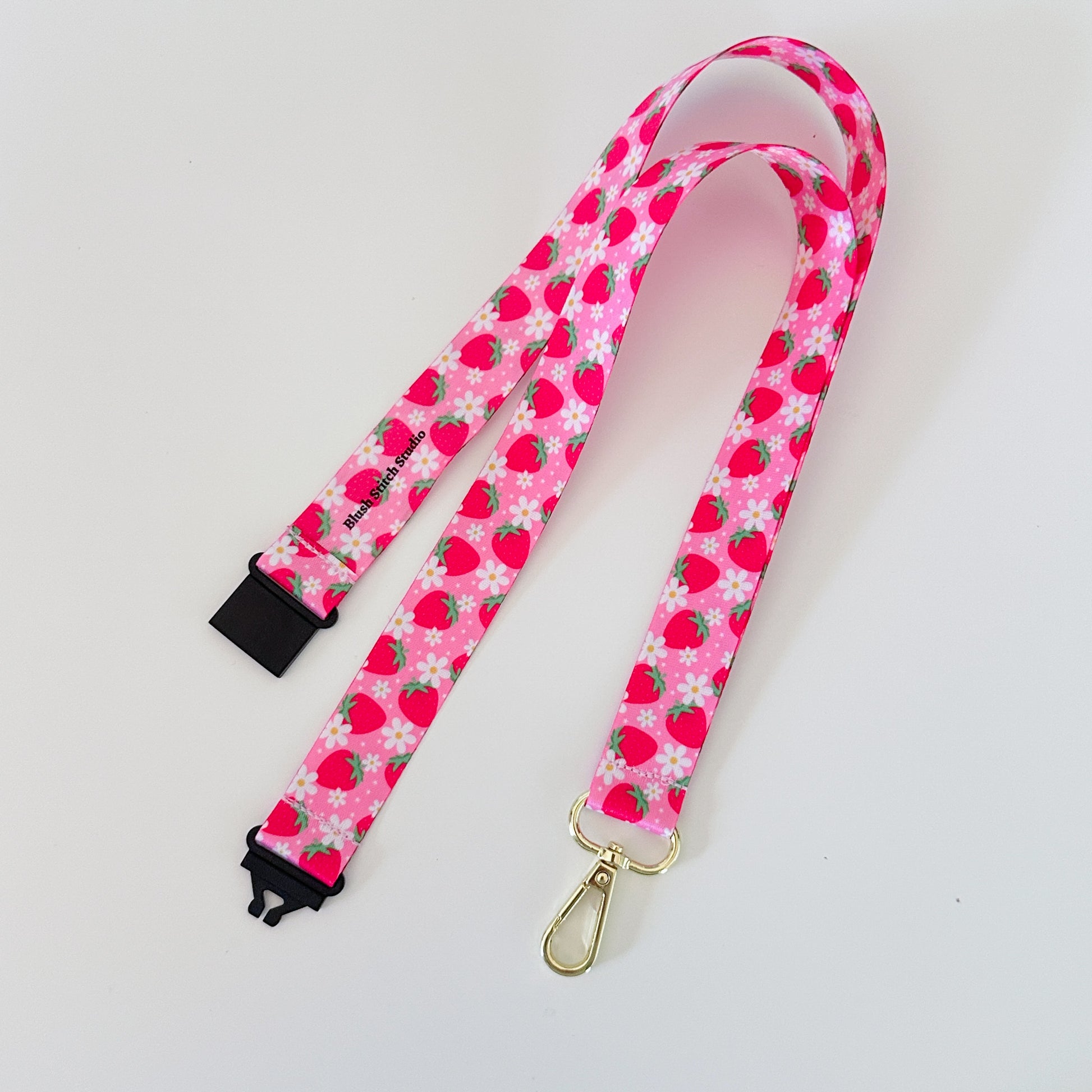 strawberry floral lanyard