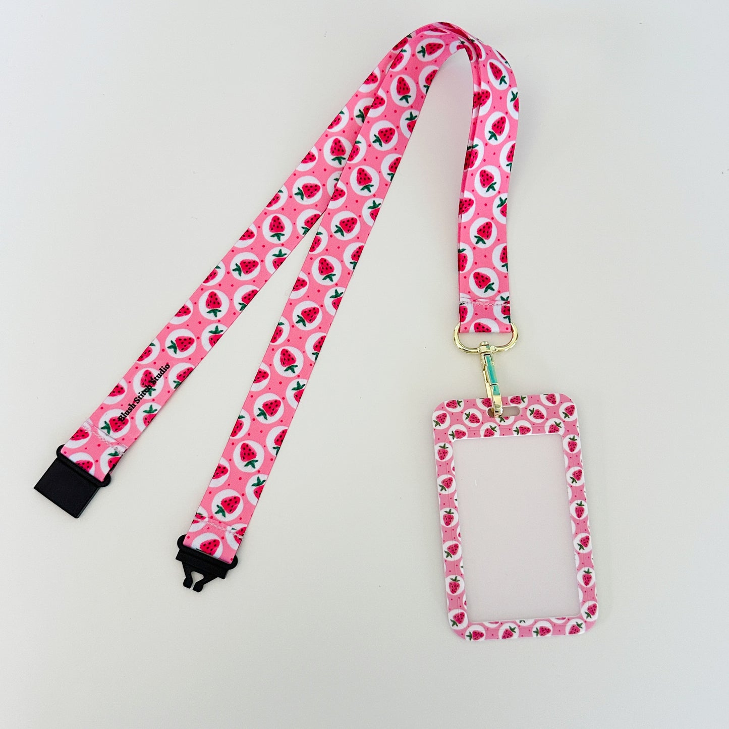 strawberry lanyard with matching id card badge holder