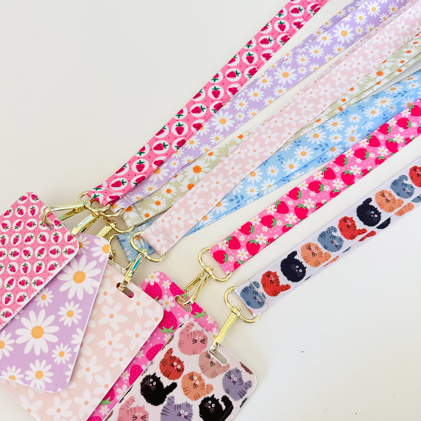 daisy floral lanyard with matching id card badge holder