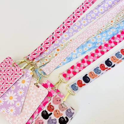 daisy floral lanyard with matching id card badge holder
