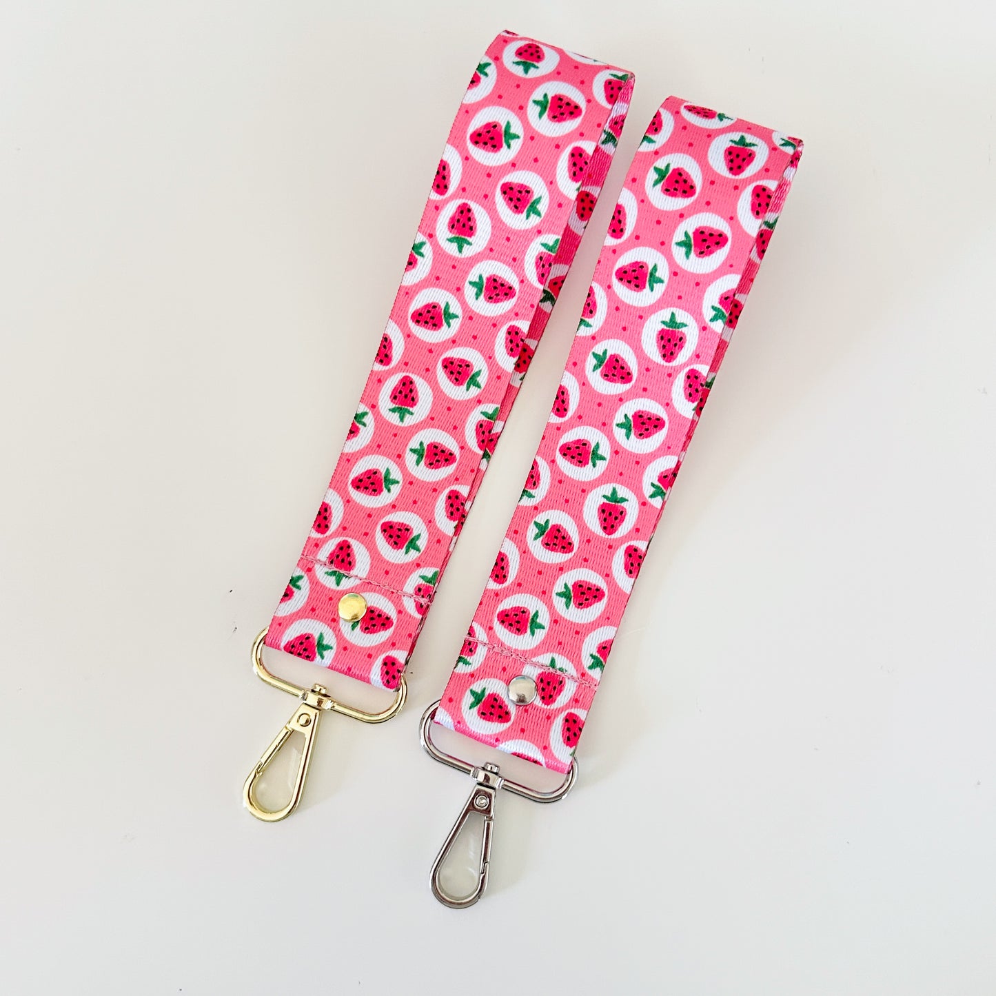 strawberry nylon keychain wristlet