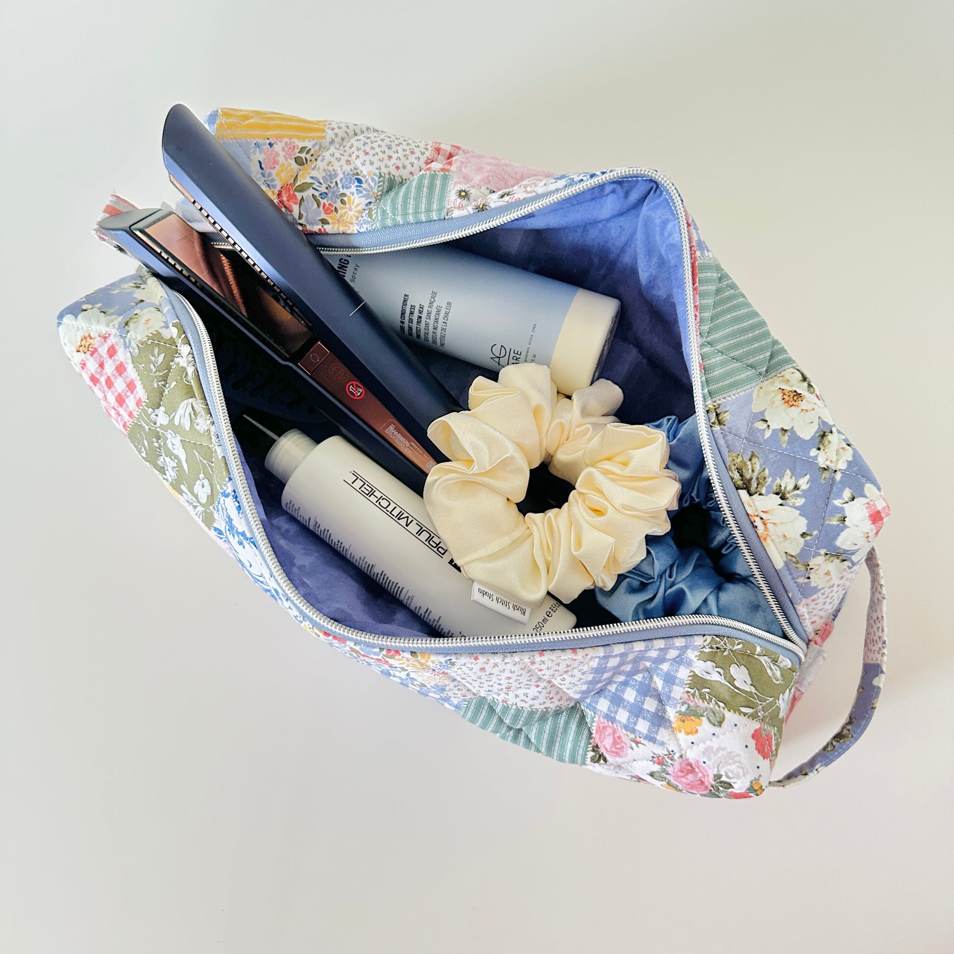 boho quilted patchwork hair tool bag