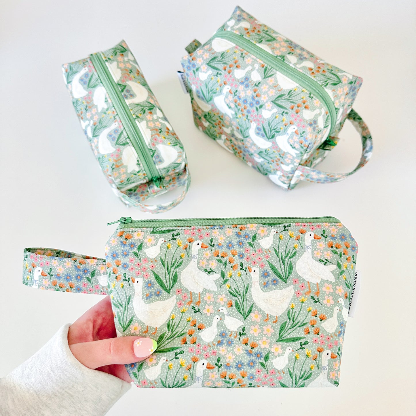 green goose floral cotton makeup cosmetic bags