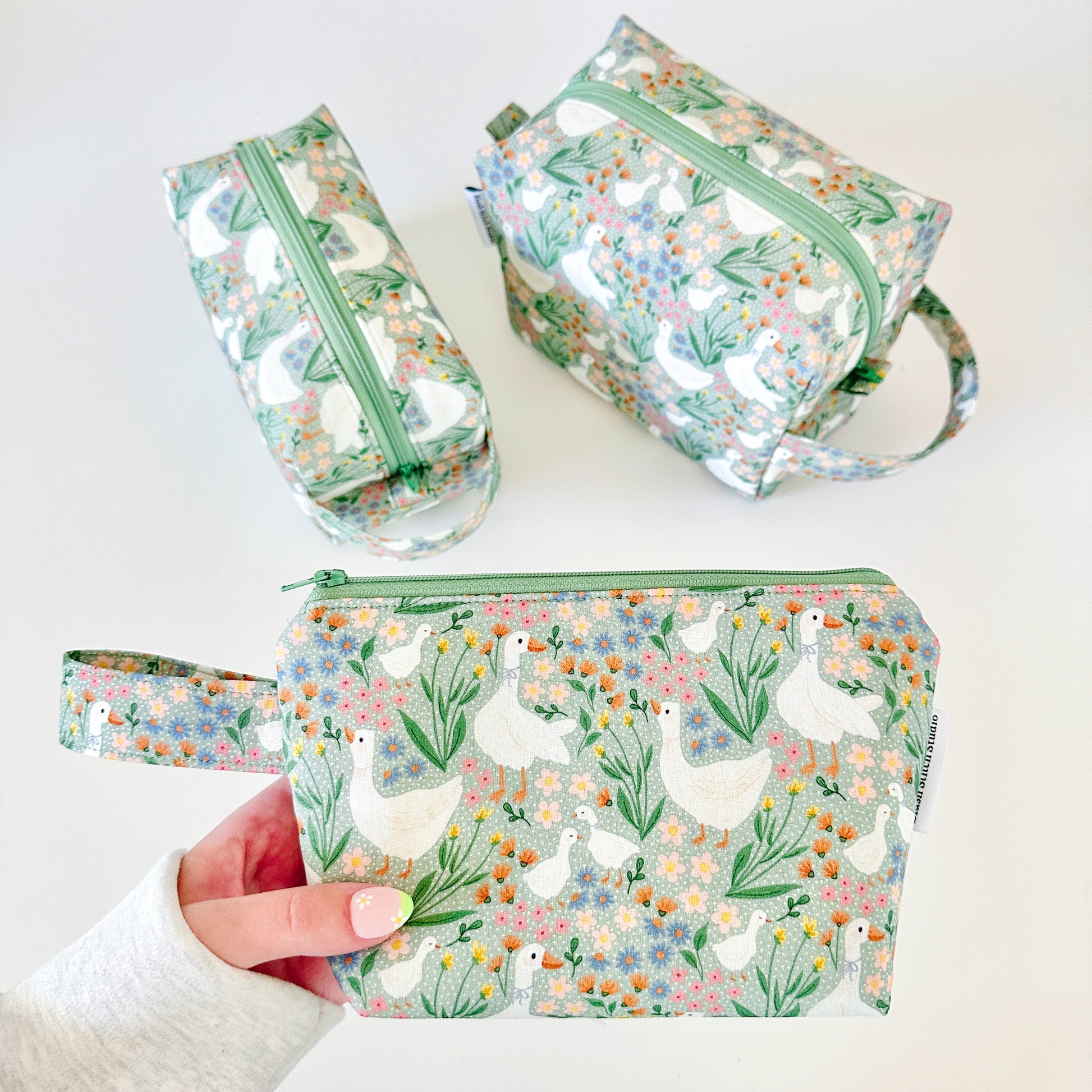 green goose floral cotton makeup cosmetic bags