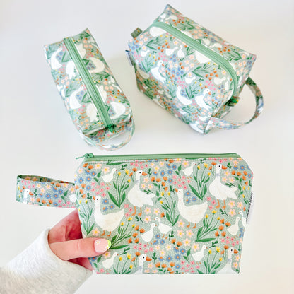 green goose floral cotton makeup cosmetic bags